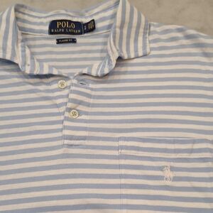 Polo Ralph Lauren Classic Fit Polo Shirt Sz Small Blue White Striped Shortsleeve